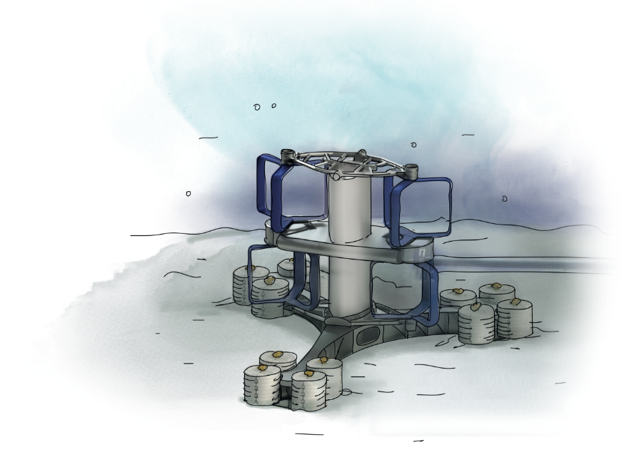 Illustration qui représente une hydrolienne marine HydroQuest